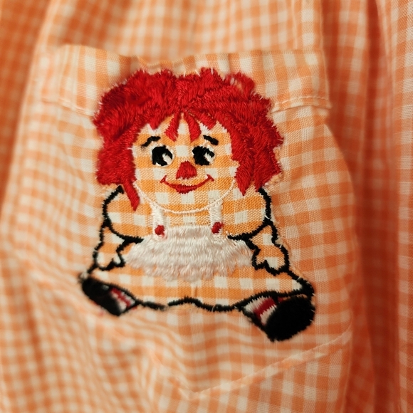 VINTAGE x 1970s Raggedy Ann Little Girls dress in orange - Picture 6 of 8